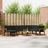 vidaXL Set de canapele de exterior cu pernă 9 pcs Natural și Negru 3368971