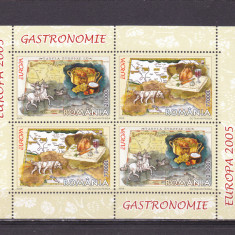 Romania - Europa 2005 - Gastronomie, bloc de 4 timbre LP 1683 a, MNH