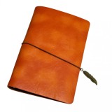 Agenda Orange-Leaf, Coperta din Piele Ecologica, 80 File, 19x13 cm