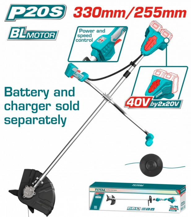 TOTAL - MOTOCOASA SI TRIMMER - LI-ION 40V (NU INCLUDE ACUMULATOR SI INCARCATOR) PowerTool TopQuality