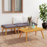 VidaXL Set mobilier de grădină cu perne, 4 piese, lemn masiv acacia