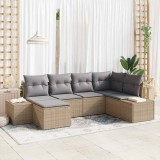 VidaXL Set de canapele pentru grădină 6 pcs Bej, gri Rattan poli