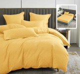 LENJERIE DE PAT NATUR UNI STRIPE 6 PIESE CU HUSĂ (GALBEN)