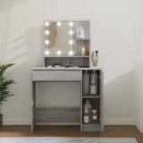 vidaXL Masă de toaletă cu LED, gri sonoma, 86,5x35x136 cm