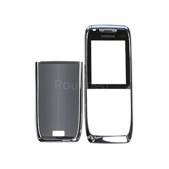 Nokia E51 față și capac pentru baterie gri din oțel foto