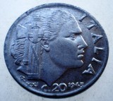 1.794 ITALIA WWII VITTORIO EMANUELE III 20 CENTESIMI 1943 R MAGNETIC, Europa