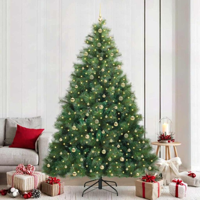 vidaXL Brad de Crăciun artificial cu 300 LED Verde 240 cm PE și PVC 3397813