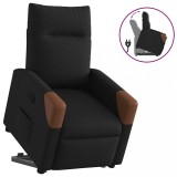 Cumpara ieftin Fotoliu rabatabil cu ridicare pe verticală, negru, textil