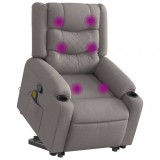 VidaXL Fotoliu rabatabil de masaj cu ridicare, gri taupe, textil