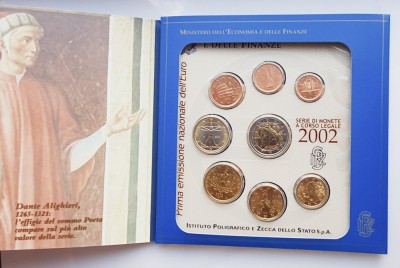 M01 Italia set monetarie 8 monede 2002 EURO foto