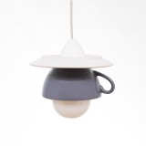 Cumpara ieftin Pendul Deco Republic &bdquo;Afternoon tea&rdquo; E27, 1x60W, bol + farfurie ceramica, gri