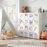 Cumpara ieftin Set 16 cuburi modulare pentru depozitare, Songmics, Alb, 123x31x123 cm