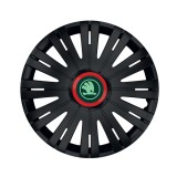 Set 4 Capace Roti pentru Skoda Nou Verde, model Active Black Cu Inel Rosu, R16, SKODA