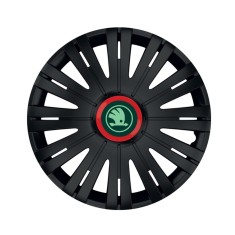 Set 4 Capace Roti pentru Skoda Nou Verde, model Active Black Cu Inel Rosu, R16, SKODA