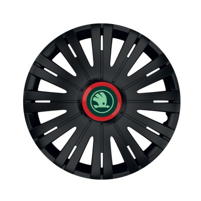 Set 4 Capace Roti pentru Skoda Nou Verde, model Active Black Cu Inel Rosu, R16, SKODA foto