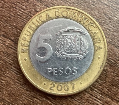 C50 - Moneda foarte veche - Republica Dominicana - 5 pesos - 2007 foto