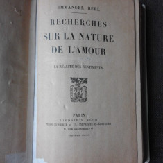 RECHERCHES SUR LA NATURE DE L'AMOUR - EMMANUEL BERL (CARTE IN LIMBA FRANCEZA)