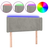 Cumpara ieftin Tablie de pat cu LED, gri deschis, 83x16x78/88 cm, catifea
