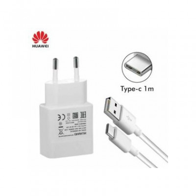 Incarcator, Adaptor priza USB Huawei HW-050450E00 Quick Charge / SuperCharge alb + Cablu de date Type-C LX1289 Original Bulk foto