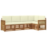 vidaXL Set canapea sectională cu pernă 4 pcs Natural și Crem 3384356