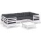 Set mobilier de gradina cu perne, 7 piese, alb, lemn masiv pin