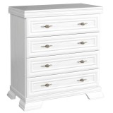 Comoda living VM2, 4 sertare, Alb Antichizat, 88 x 46 x 97 cm