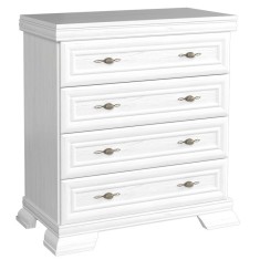 Comoda living VM2, 4 sertare, Alb Antichizat, 88 x 46 x 97 cm
