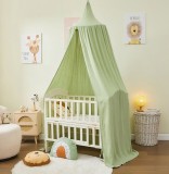 Baldachin pat copii 250x50 cm muselin bumbac organic Khaki