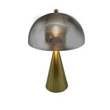Cumpara ieftin Veioza Illumna E27 metal auriu si sticla 25x25x37 cm