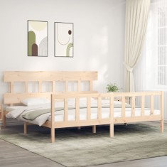 Gossi cadru pat cu tablie 200x200 cm, lemn masiv de pin
