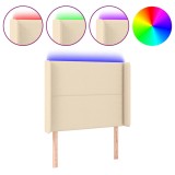 Cumpara ieftin Tablie de pat cu LED, crem, 103x16x118/128 cm, textil
