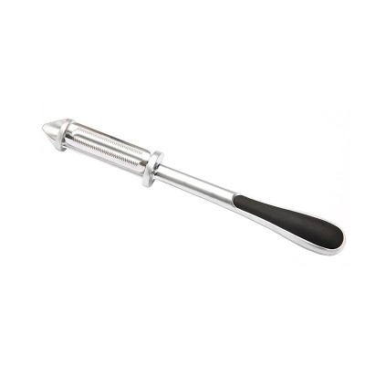 Peeler 2in1 pentru Legume si Fructe, Cyrax, Multifunctional, cu 2 Lame de Curatati si Feliat, Varf Ascutit pentru Gaurit, 18 cm, din Otel Inoxidabil, foto