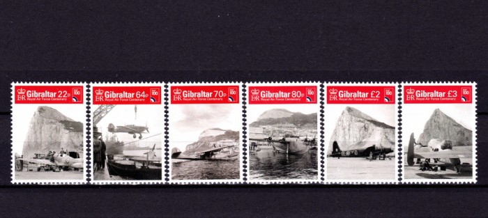 ✅(S17)Gibraltar 2018 ,&quot;100 de ani R.A.F.&quot;,serie ,nominal &pound; 7.36 MNH