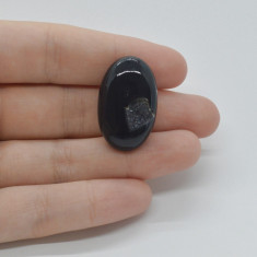 Cabochon agat negru druzy 28x18x8mm c92