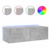 Cumpara ieftin Comoda TV de perete cu lumini LED, gri beton, 100x35x31 cm