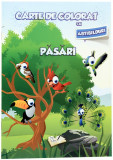 Cumpara ieftin Carte de colorat cu abtibilduri - Pasari |