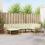 vidaXL Set Canapele Exterior Gradina Alb Crem Lemn Acacia Textilene Confortabil