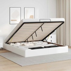 vidaXL Cadru de pat otoman fără saltea alb 200x200cm piele artificială 3310820