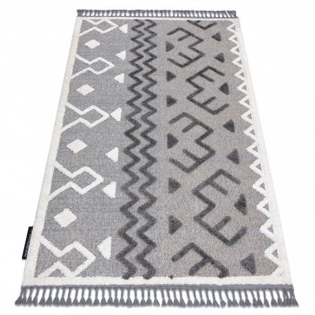 Covor MAROC P659 Aztec, Etnic gri Franjuri Berber shaggy, 80x150 cm