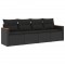 Set mobilier de gradina cu perne, 4 piese, negru, poliratan