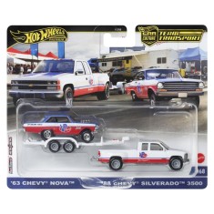 HOT WHEELS TRANSPORTATOR CHEVY SILVERADO 3500 88 CU MASINUTA CHEVY NOVA 63