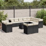 vidaXL Set mobilier de grădină cu perne, 13 piese, negru, poliratan 3218536