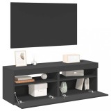VidaXL Comode TV cu lumini LED, 2 buc., gri, 60x35x40 cm