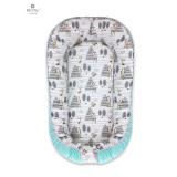 Cosulet bebelus, MimiNu, Pentru dormit, Cu doua fete, Baby Nest 105x66 cm, Husa 100% bumbac si catifea moale, Cu salteluta, Detasabila, Materiale cert