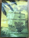 CPISTR7 Ilustrata Veche Corabie Vele Vultur Bicefal Blazon Peisaj Marin / Vintage Maritime Postcard Sailing Ship Double Headed Eagle Coat of Arms