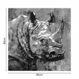 Tablou decorativ Rhinocery, Inart, 80x80 cm, canvas/lemn de brad, multicolor