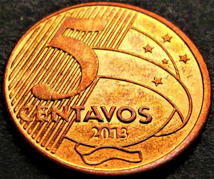 Moneda 5 CENTAVOS - BRAZILIA, anul 2013 * cod 485 B