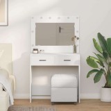 Masa de toaletă cu lumini LED, alb, 78.5 x 41 x 135 cm