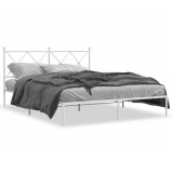 Gossi cadru de pat metalic cu tablie, alb, 150x200 cm