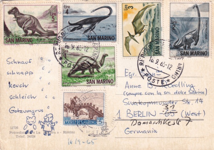FILATELIE TEMATICA - PLIC SAN MARINO TEMATICA FAUNA DINOZAURI